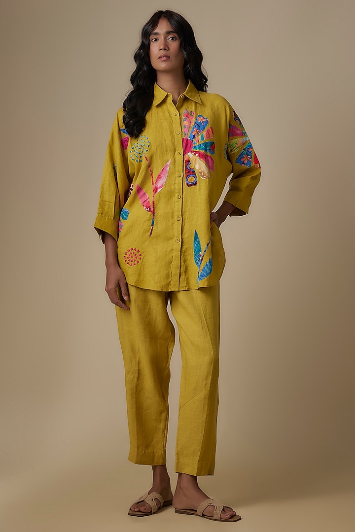 Lime Linen Pants by Linen Bloom at Pernia's Pop Up Shop