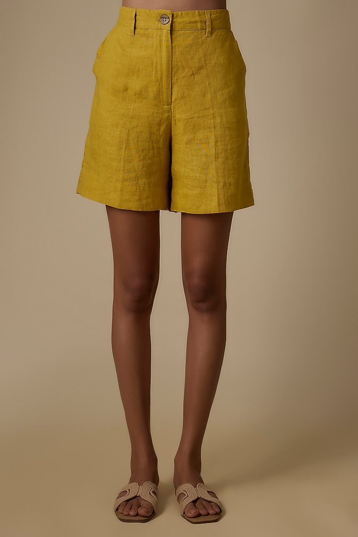 Lime Linen Shorts by Linen Bloom at Pernia's Pop Up Shop