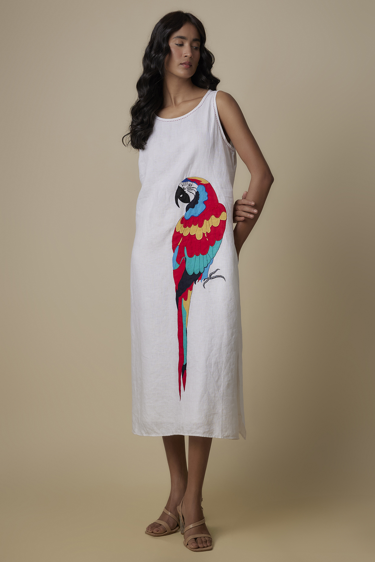 White Linen Embroidered Dress by Linen Bloom at Pernia's Pop Up Shop