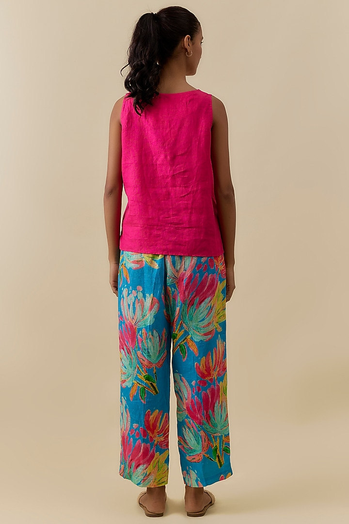 Fuchsia Linen Embroidered Top by Linen Bloom at Pernia's Pop Up Shop