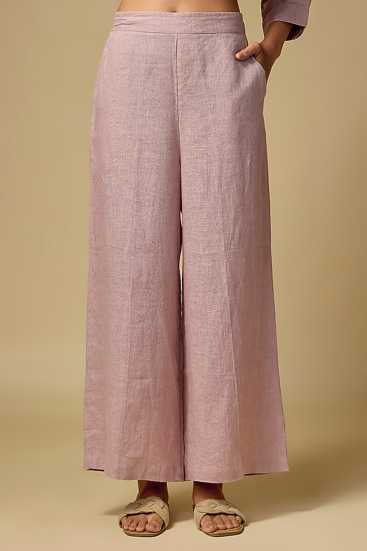Pink Pure Linen Embroidered Tunic Set by Linen Bloom at Pernia's Pop Up Shop