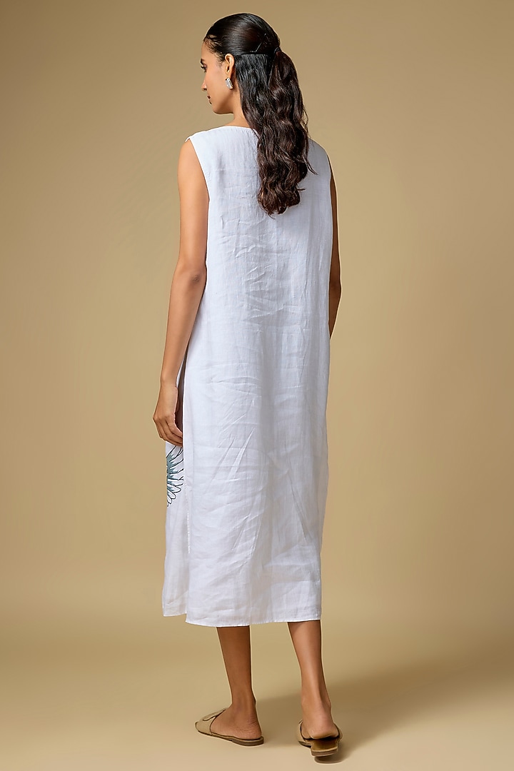 White Pure Linen Sleeveless Vacation Dress by Linen Bloom at Pernia's Pop Up Shop