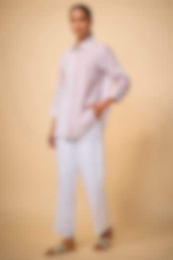 White Pure Linen Pants by Linen Bloom at Pernia's Pop Up Shop