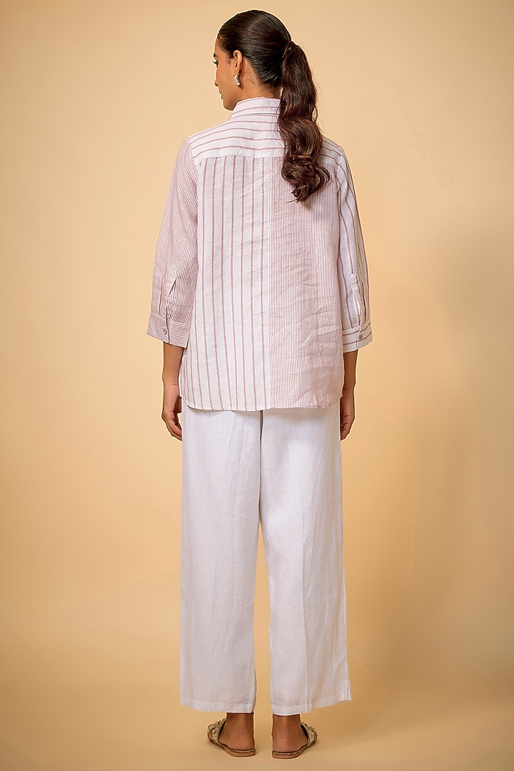White Pure Linen Pants by Linen Bloom at Pernia's Pop Up Shop