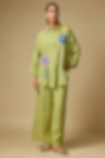 Pista Pure Linen Floral Co-Ord Set by Linen Bloom at Pernia's Pop Up Shop