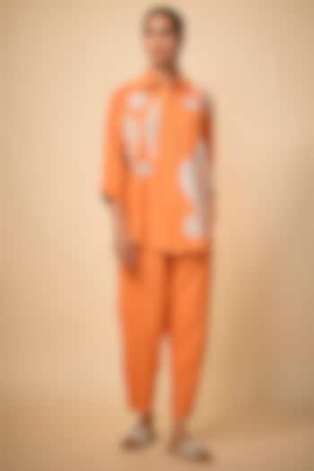 Orange Pure Linen Shirt by Linen Bloom at Pernia's Pop Up Shop