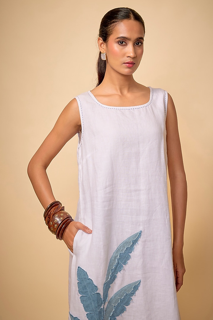 White Pure Linen Vacation Dress by Linen Bloom at Pernia's Pop Up Shop