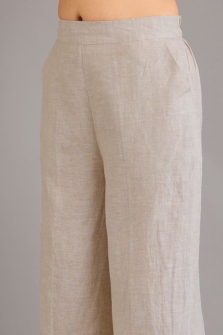 Beige Linen Pants by Linen Bloom at Pernia's Pop Up Shop