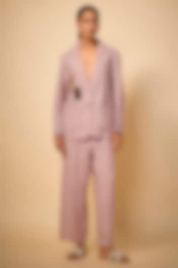 Pink Linen High-Rise Pants by Linen Bloom at Pernia's Pop Up Shop
