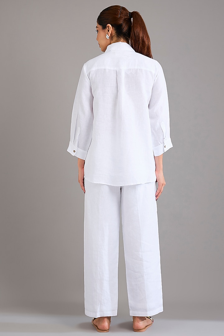 White Linen Safari Tiger Shirt by Linen Bloom at Pernia's Pop Up Shop