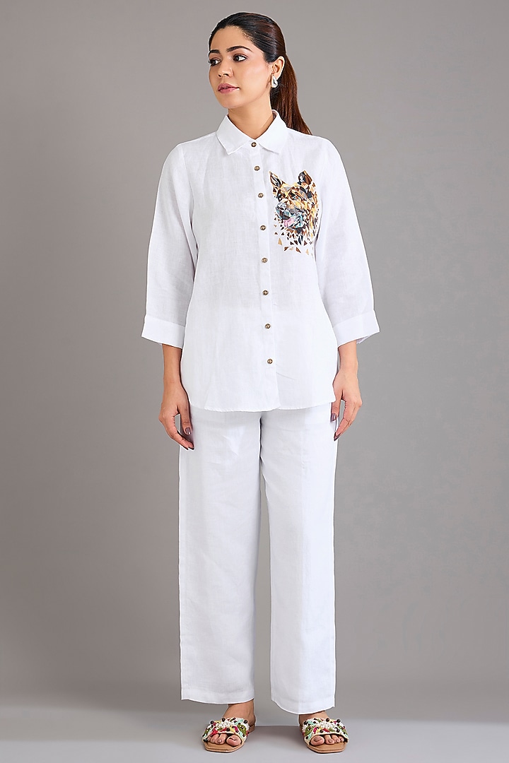 White Linen Captain Shirt by Linen Bloom at Pernia's Pop Up Shop