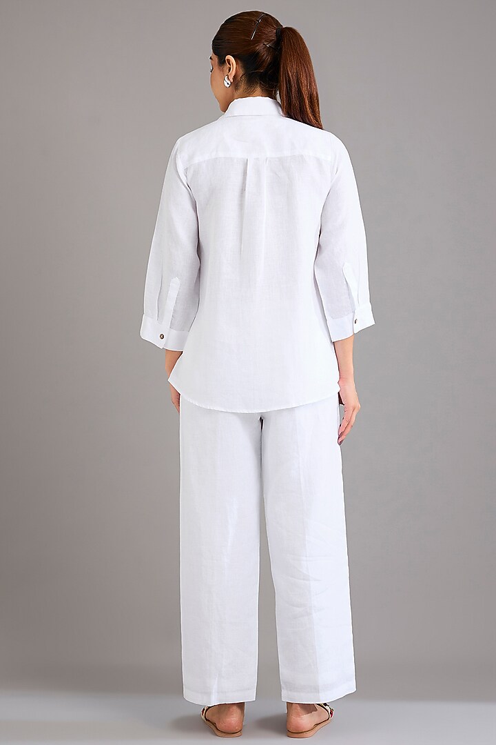 White Linen Captain Shirt by Linen Bloom at Pernia's Pop Up Shop