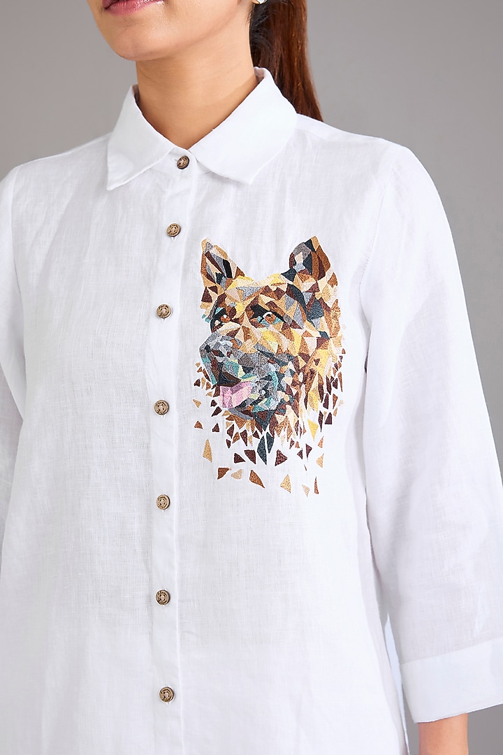 White Linen Captain Shirt by Linen Bloom at Pernia's Pop Up Shop
