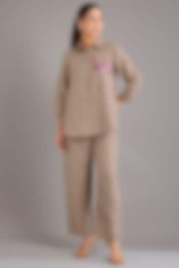 Khaki Linen Pants by Linen Bloom at Pernia's Pop Up Shop