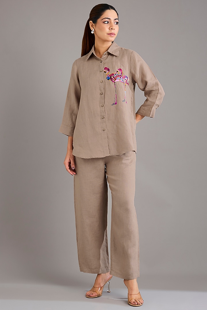 Khaki Linen Pants by Linen Bloom at Pernia's Pop Up Shop