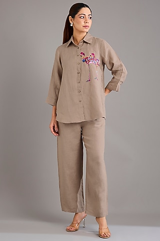 Khaki Linen Pants by Linen Bloom