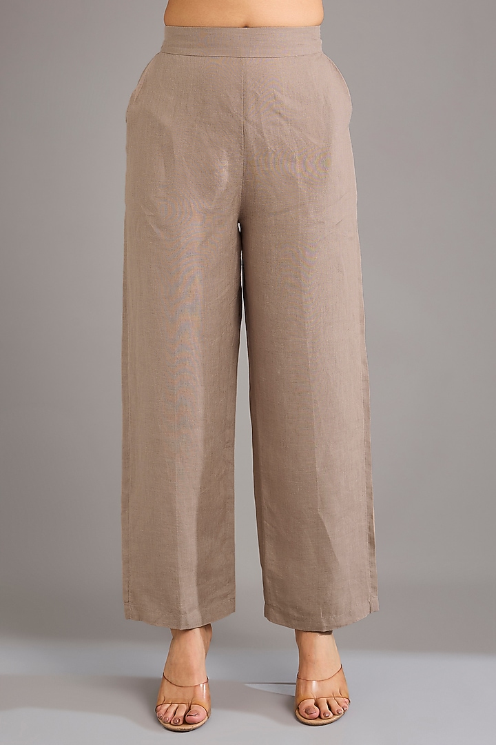 Khaki Linen Pants by Linen Bloom at Pernia's Pop Up Shop