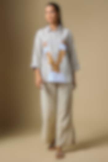 Beige Linen Shirt by Linen Bloom at Pernia's Pop Up Shop