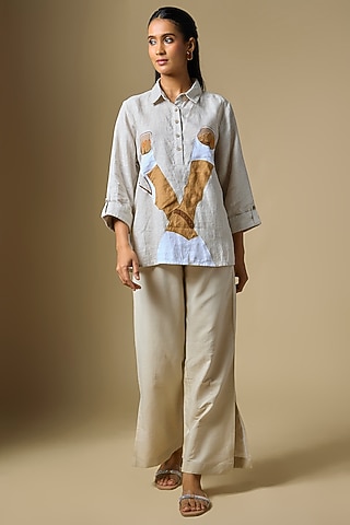 Beige Linen Shirt by Linen Bloom