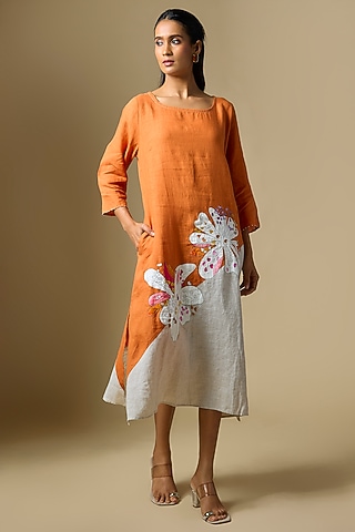 Orange Linen Tunic by Linen Bloom