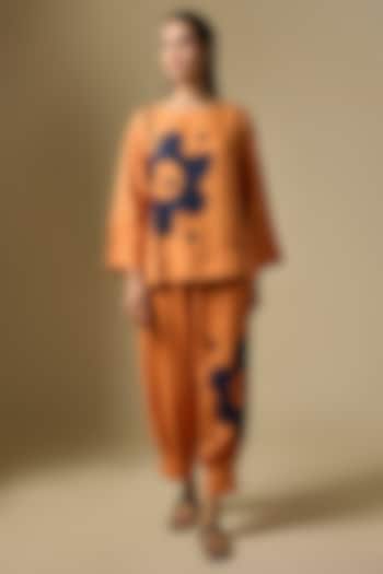Orange Linen Floral Co-Ord Set by Linen Bloom at Pernia's Pop Up Shop
