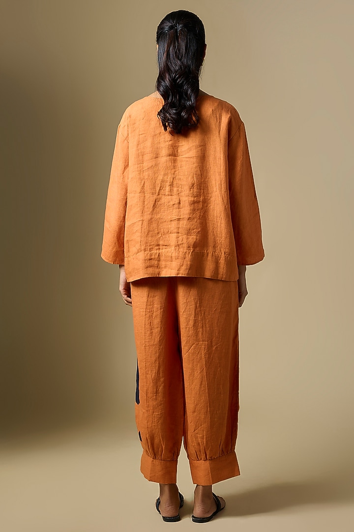 Orange Linen Floral Co-Ord Set by Linen Bloom at Pernia's Pop Up Shop