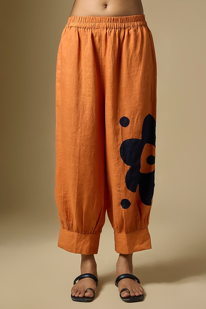 Orange Linen Floral Co-Ord Set by Linen Bloom at Pernia's Pop Up Shop