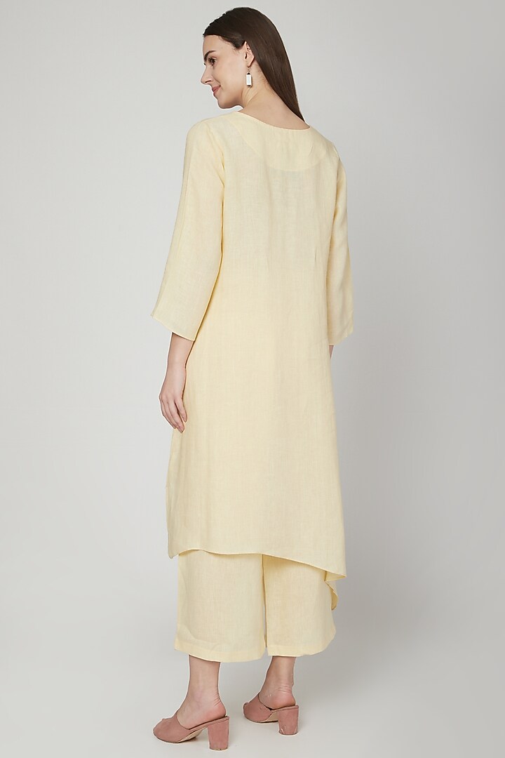 Yellow Linen Flared Pants by Linen Bloom at Pernia's Pop Up Shop
