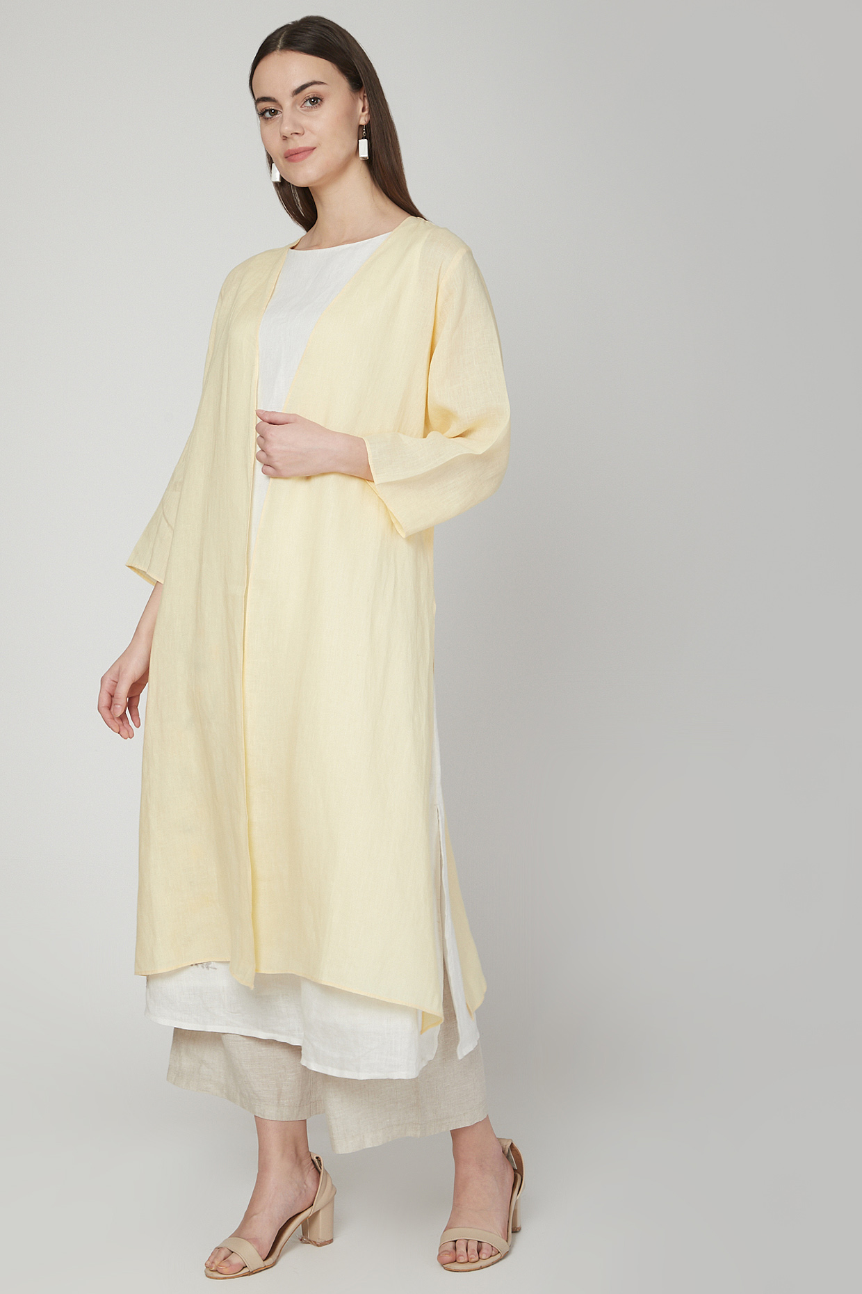 Yellow Cape With Side Slits by Linen Bloom at Pernia's Pop Up Shop