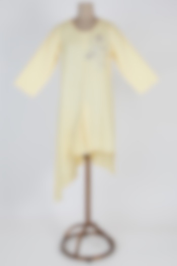 Yellow Embroidered Asymmetric Tunic by Linen Bloom at Pernia's Pop Up Shop