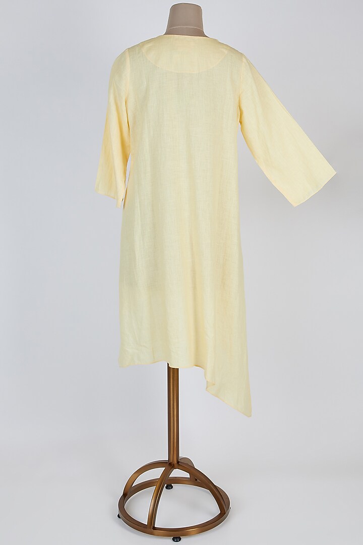 Yellow Embroidered Asymmetric Tunic by Linen Bloom at Pernia's Pop Up Shop
