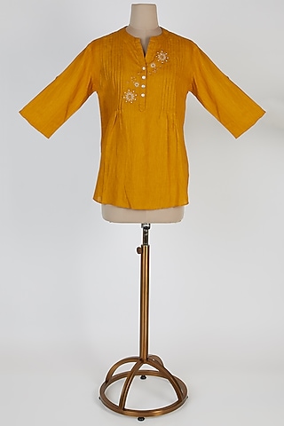 Rust Orange Linen Top by Linen Bloom