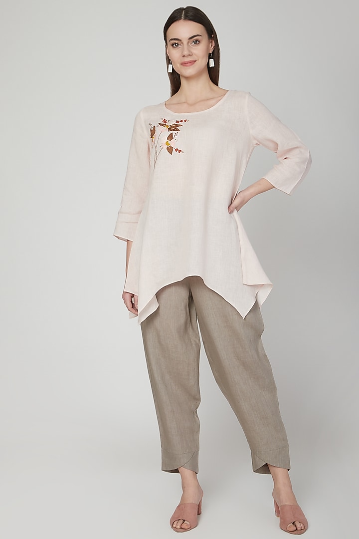Khaki Linen Pencil Pants by Linen Bloom at Pernia's Pop Up Shop