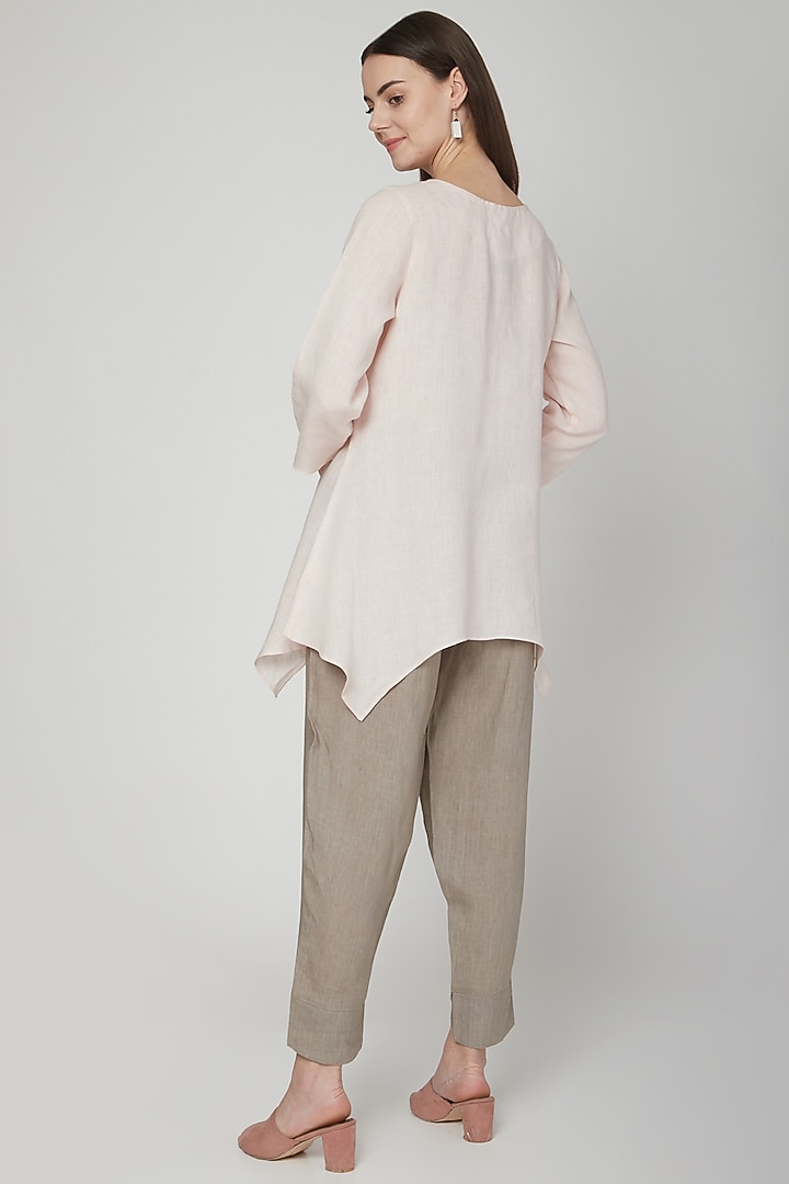 Khaki Linen Pencil Pants by Linen Bloom at Pernia's Pop Up Shop