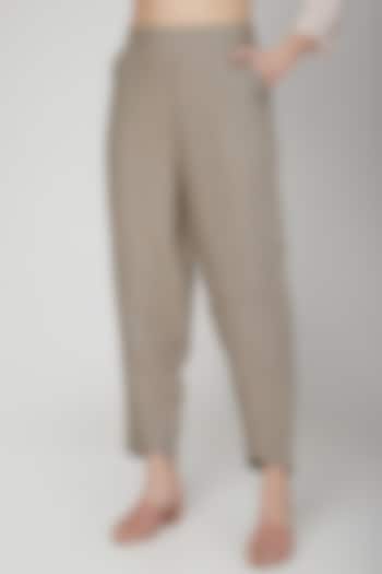 Khaki Linen Pencil Pants by Linen Bloom