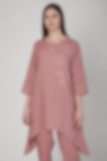 Rose Pink Embroidered Tunic by Linen Bloom