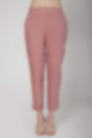 Rose Pink Elasticated Pencil Pants by Linen Bloom