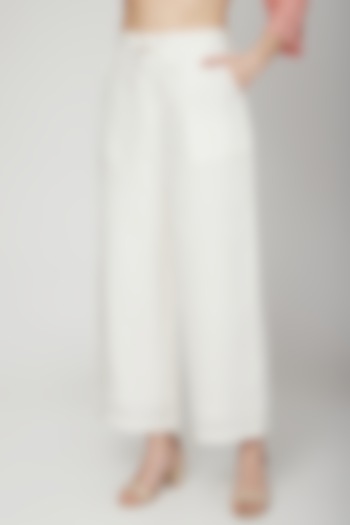 Ivory Pants With Attached Lining by Linen Bloom