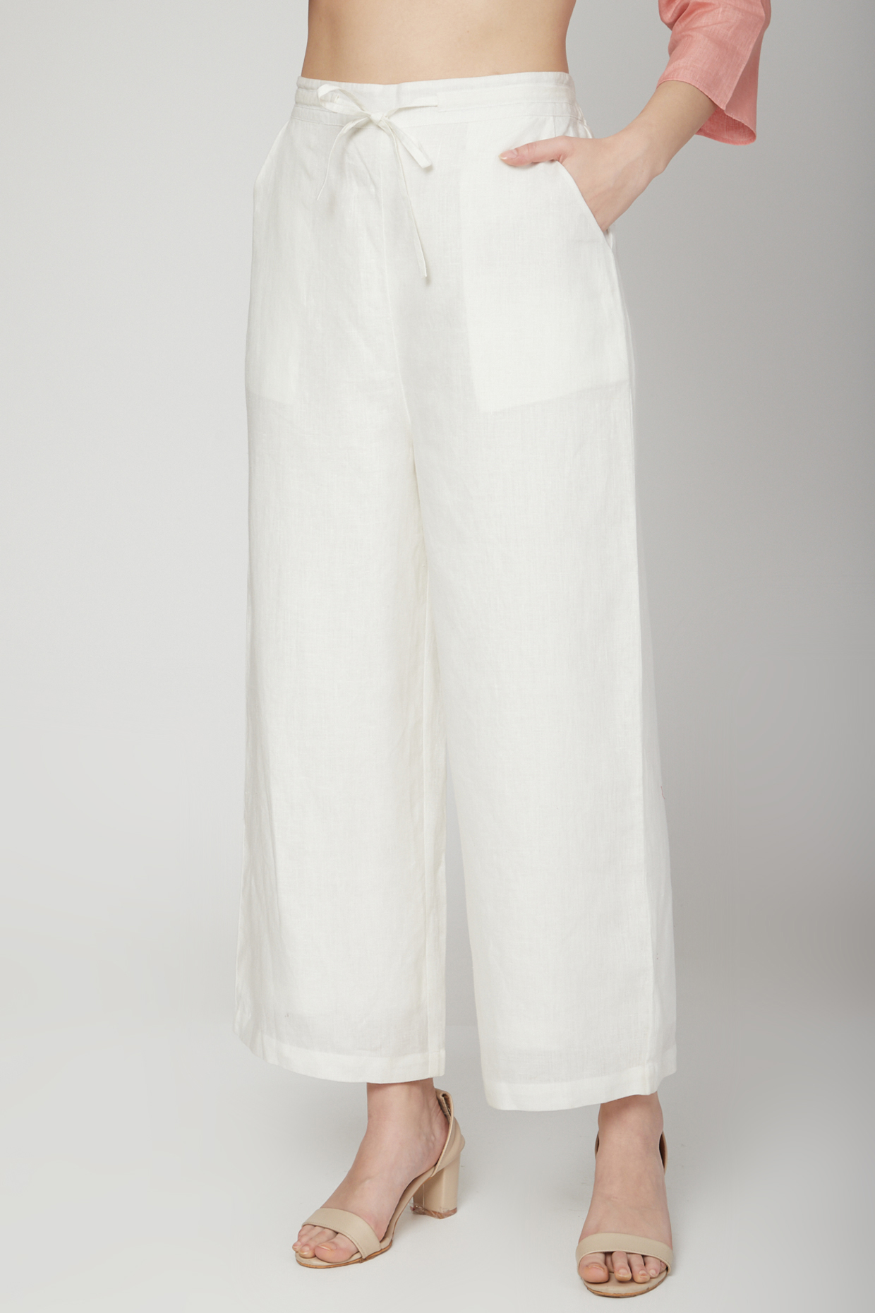 Ivory Pants With Attached Lining by Linen Bloom