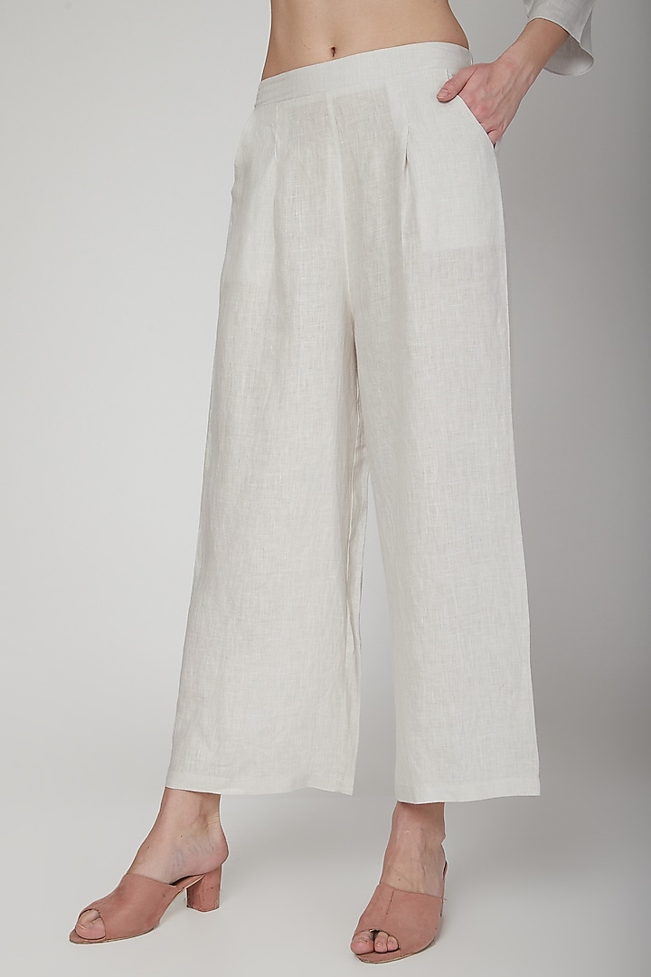 Silver Grey Elasticated Pants by Linen Bloom