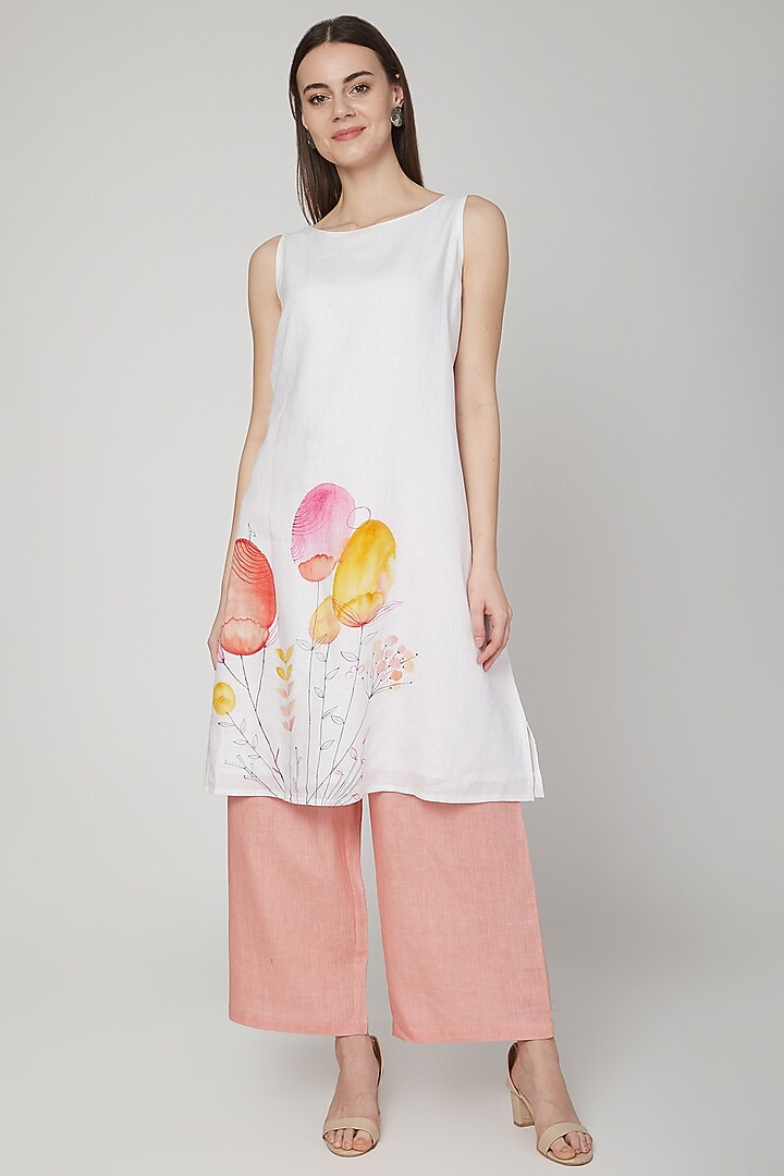 Salmon Pink Elasticated Pants by Linen Bloom at Pernia's Pop Up Shop