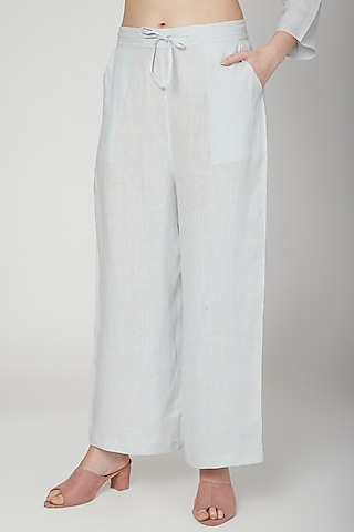 Ivory Cotton Straight Palazzo Pants Design by Sage Saga at Pernia's Pop Up  Shop 2024