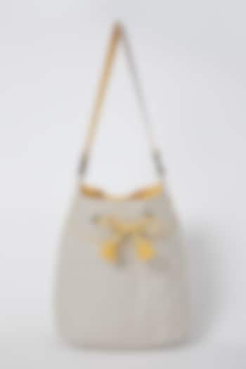 Beige Bucket Handbag by Linen Bloom