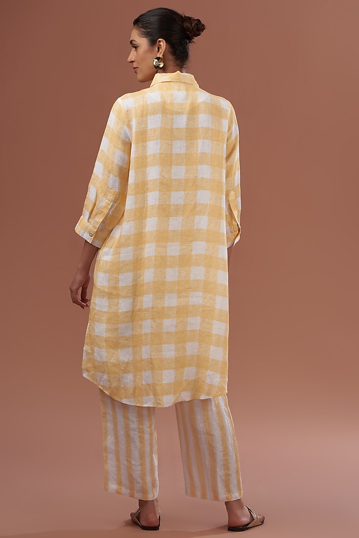 Yellow Linen Checkered Tunic by Linen Bloom at Pernia's Pop Up Shop
