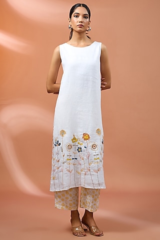 Yellow Linen Polka Dot Pants by Linen Bloom