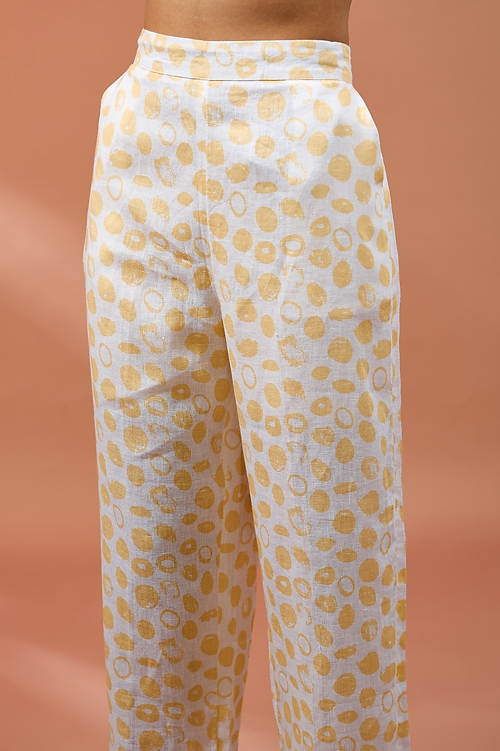 Yellow Linen Polka Dot Pants by Linen Bloom at Pernia's Pop Up Shop