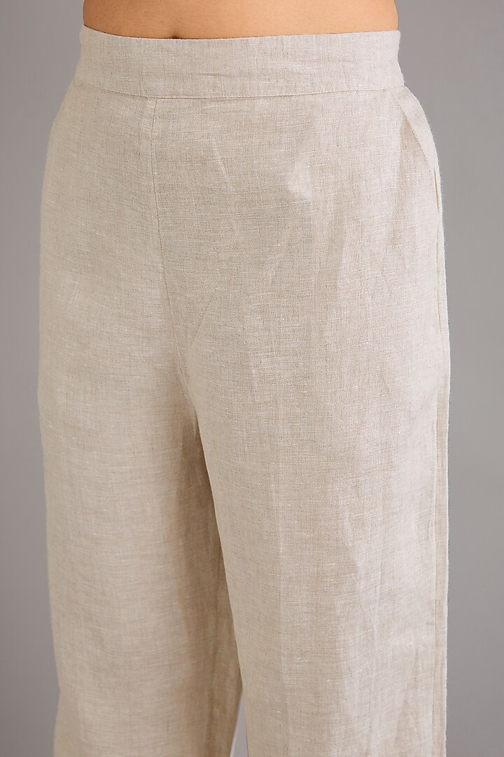 Beige Linen Pants by Linen Bloom at Pernia's Pop Up Shop
