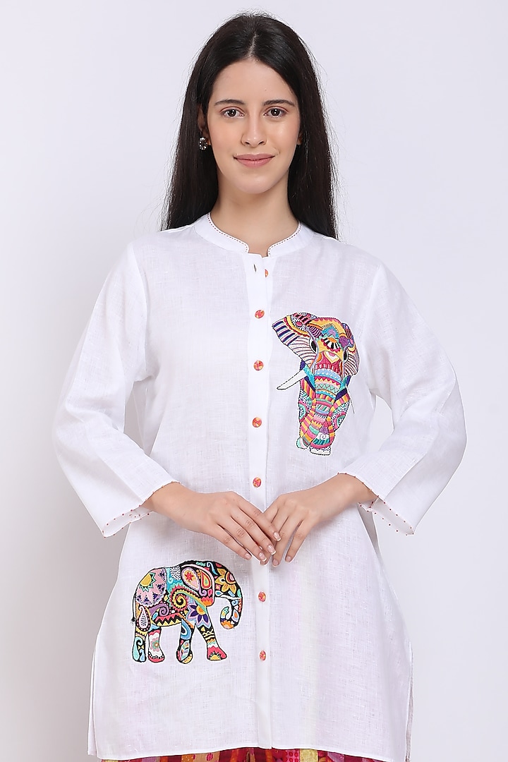 Ivory Pure Linen Shirt by Linen Bloom
