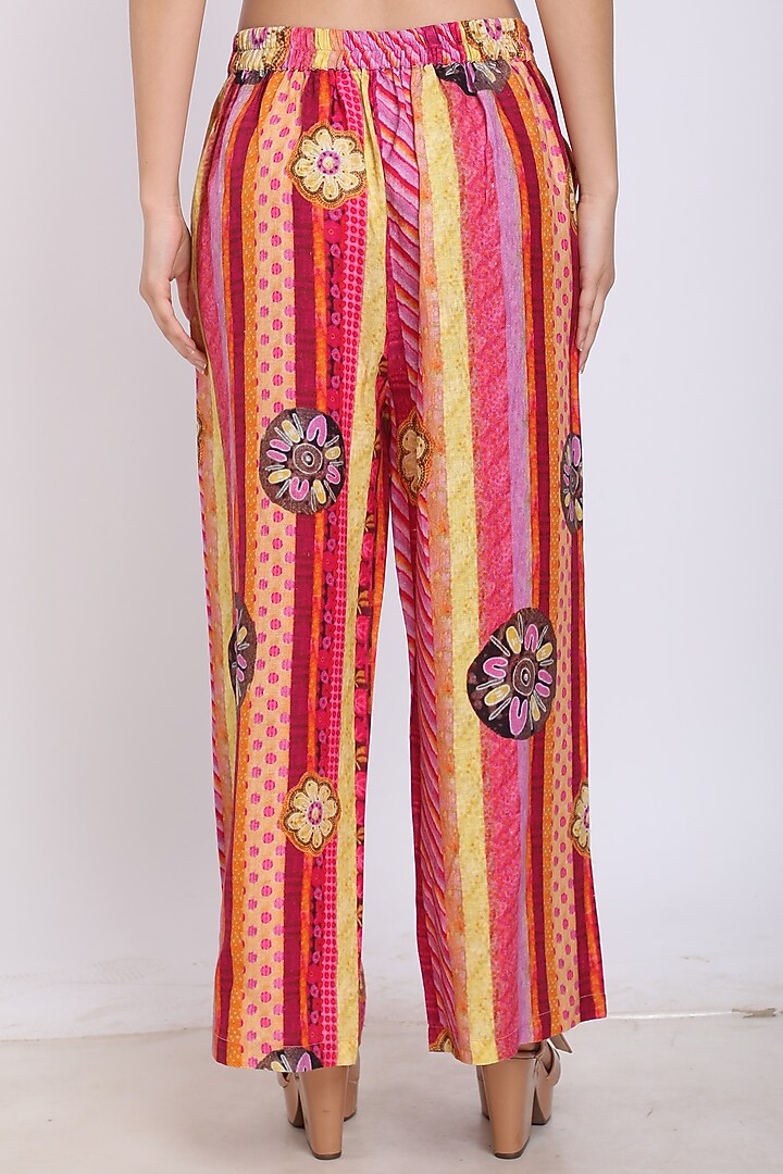 Fuschia Printed Pants by Linen Bloom at Pernia's Pop Up Shop