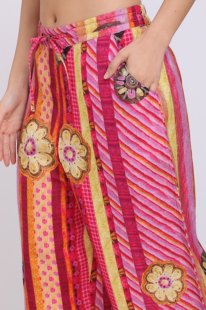 Fuschia Printed Pants by Linen Bloom at Pernia's Pop Up Shop